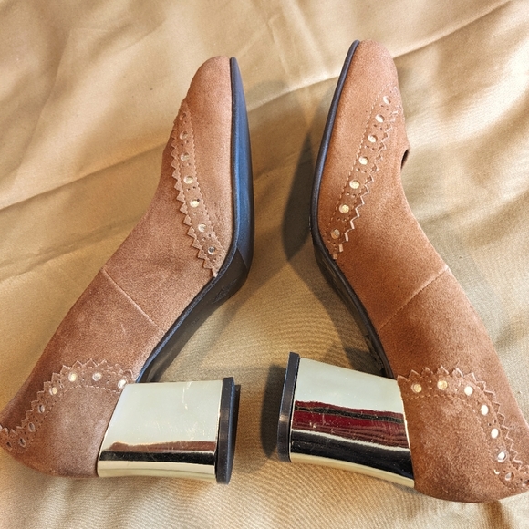 Daniela Shoes suede golden block heels - Picture 5 of 7